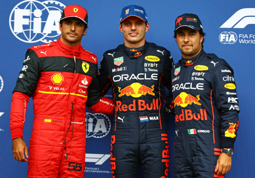 Carlos Sainz, Ferrari, Max Verstappen, Sergio Pérez, Red Bull, Belga Nagydíj