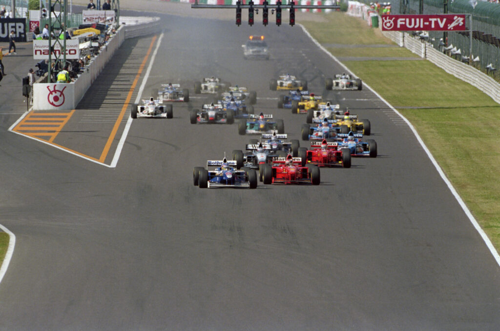 1997, Japán Nagydíj, rajt, Jacques Villeneuve, Williams, Michael Schumacher, Ferrari