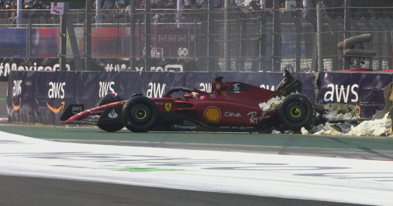 Ferrarit összetörő Leclerc, megpördülő Verstappen – ez történt a Mexikói Nagydíj péntekén (videó)