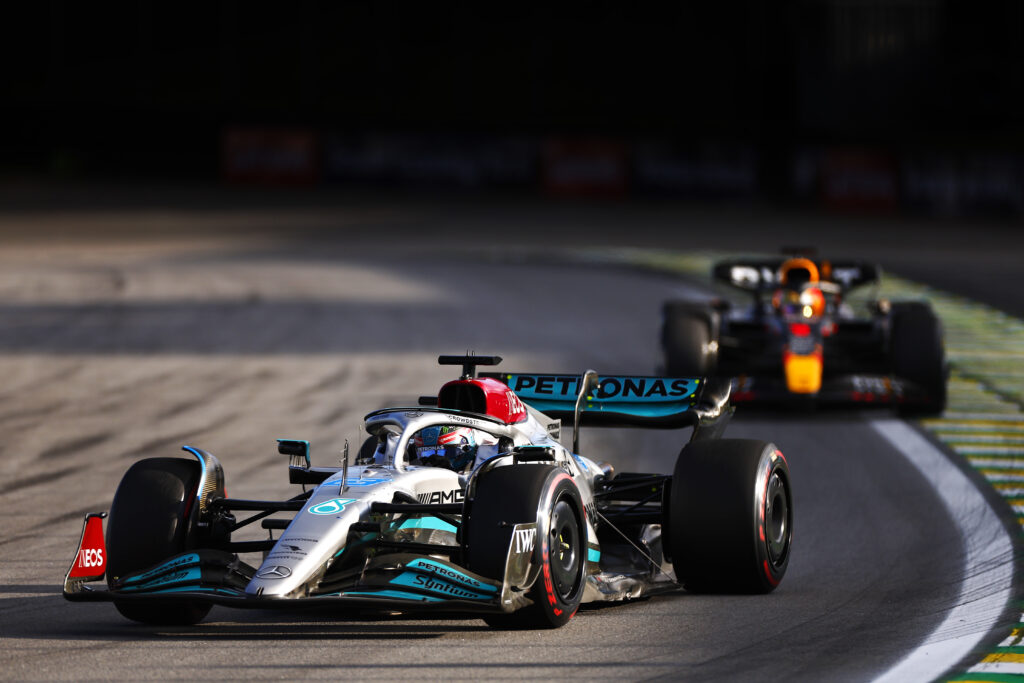 George Russell, Mercedes, Max Verstappen, Red Bull, Brazil Nagydíj