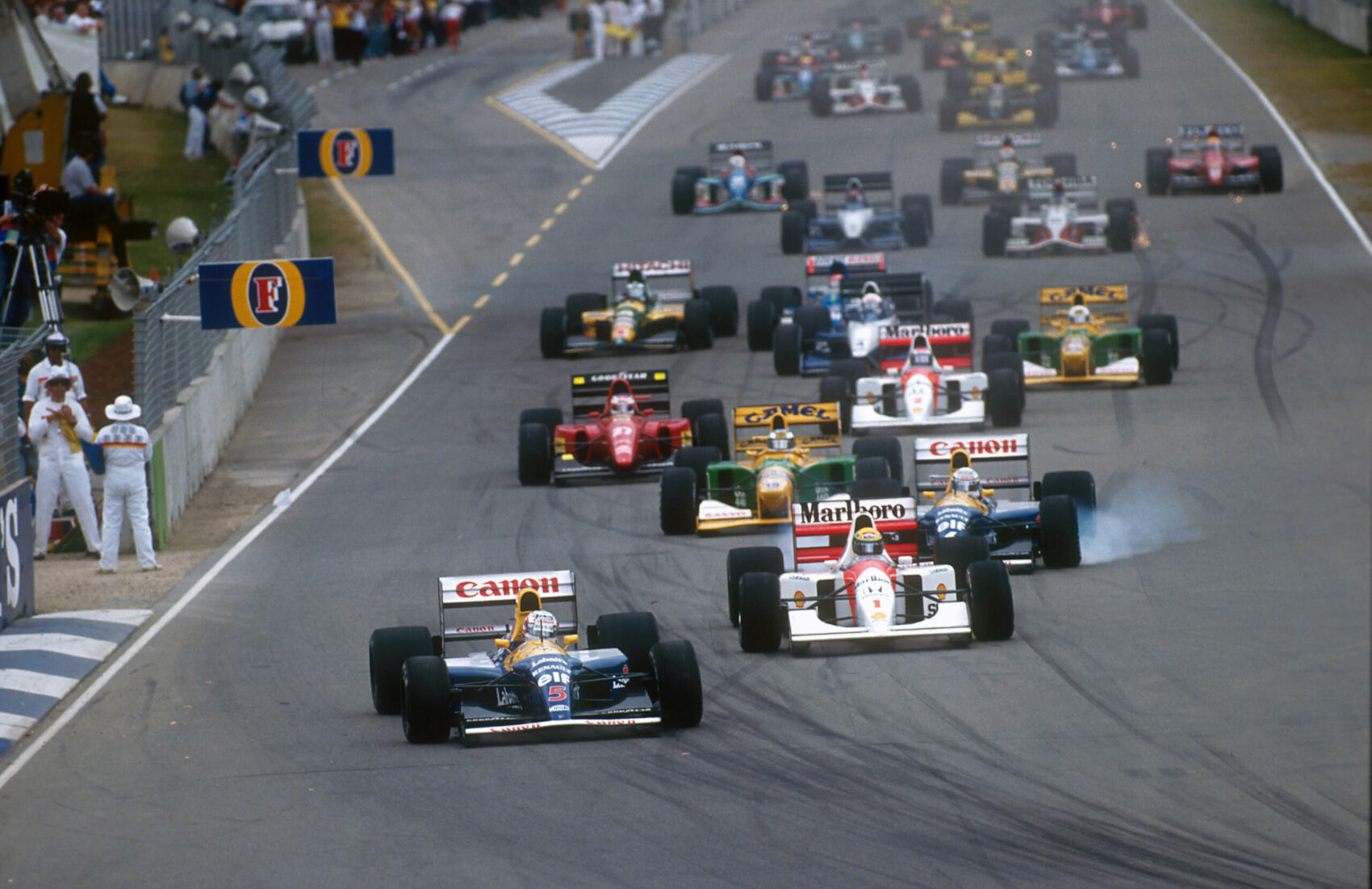 Nigel Mansell, Williams, Ayrton Senna, McLaren, Ausztrál Nagydíj, rajt, 1993