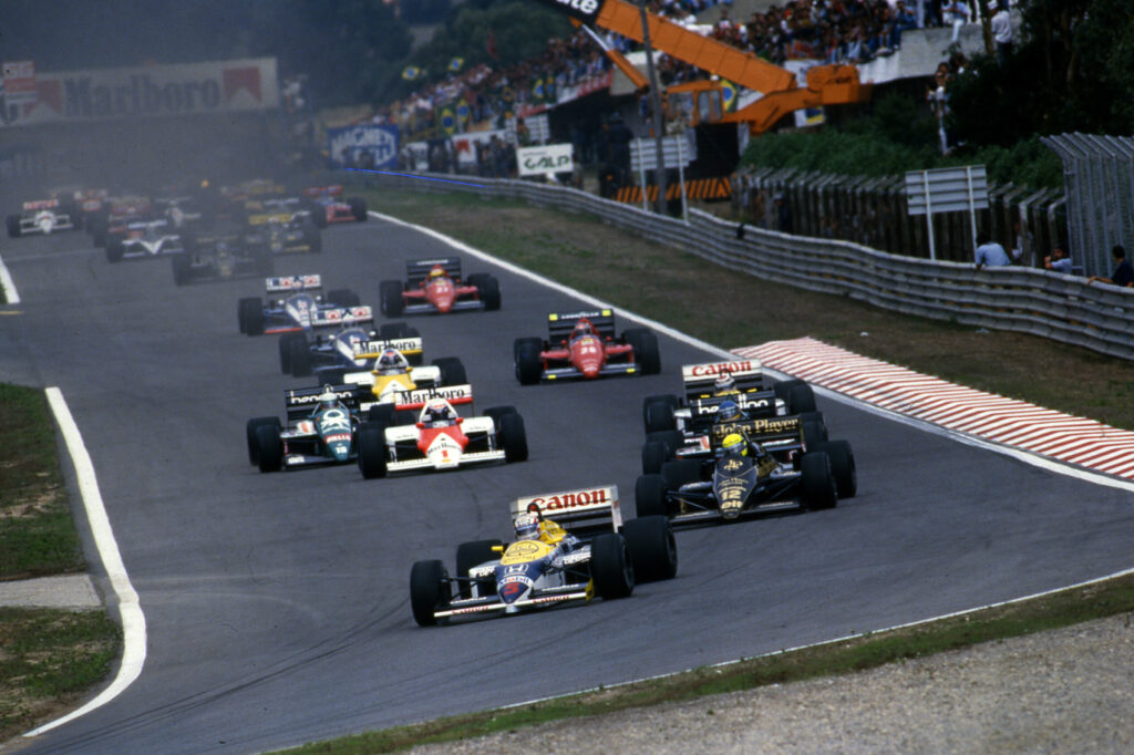 Portugál Nagydíj, rajt, 1986, Nigel Mansell, Williams, Ayrton Senna, Lotus