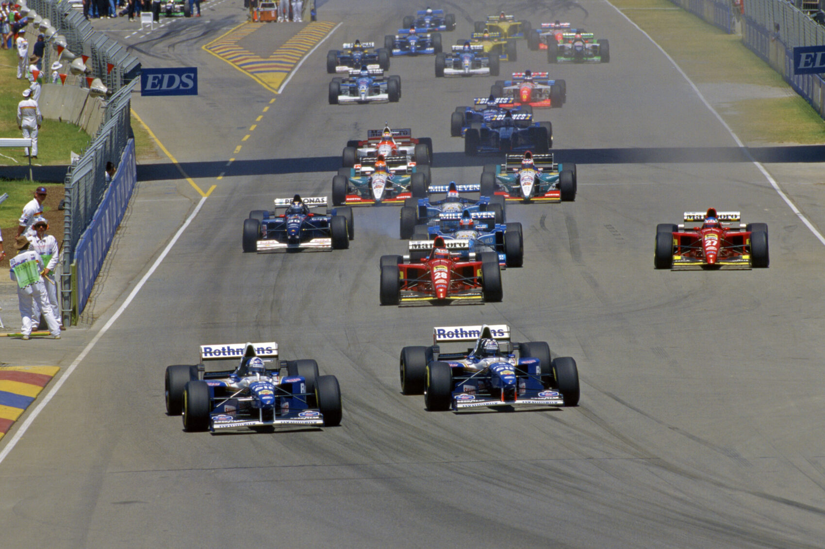 Ausztrál Nagydíj, rajt, 1995, Williams, David Coulthard, Damon Hill, Jean Alesi, Gerhard Berger, Ferrari