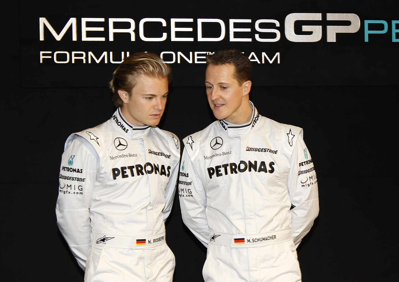 Michael Schumacher, Nico Rosberg, Mercedes, bemutató, 2010