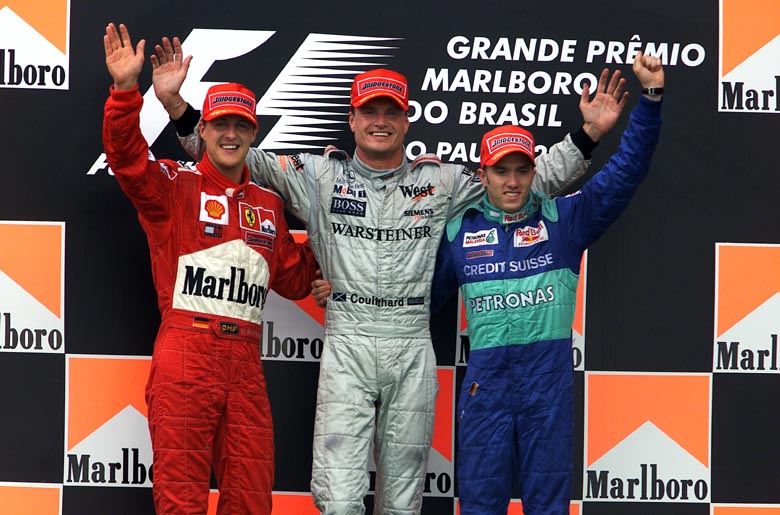 Michael Schumacher, Ferrari, David Coulthard, McLaren, Nick Heidfeld, Sauber, Brazil Nagydíj, 2001