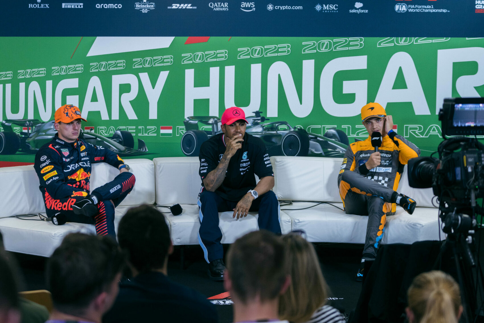 Forma-1, Max Verstappen, Lewis Hamilton, Lando Norris, Magyar Nagydíj 2023, szombat