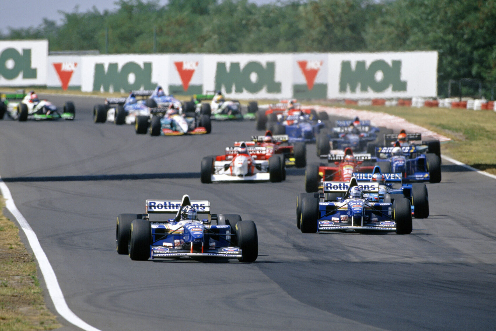 Damon Hill, David Coulthard, Williams, Magyar Nagydíj, rajt, 1995