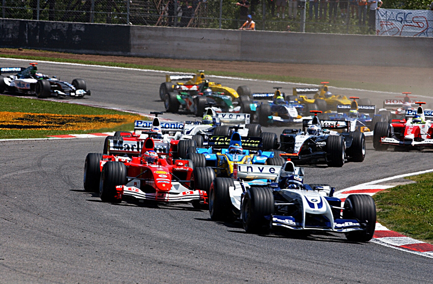 Juan Pablo Montoya, Williams, Rubens Barrichello, Ferrari, Spanyol Nagydíj, rajt, 2004