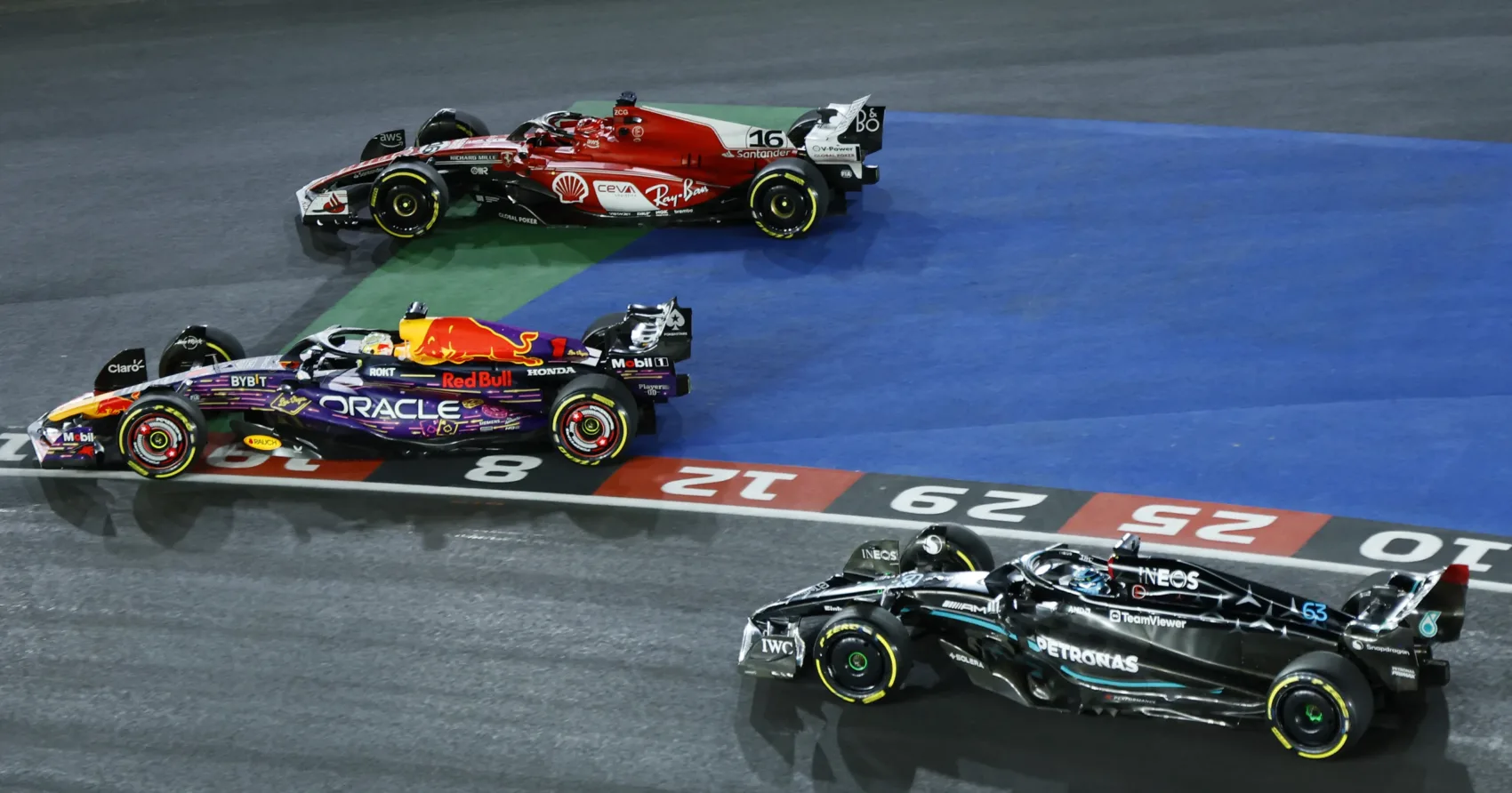 Max Verstappen, Red Bull, Charles Leclerc, Ferrari, George Russell, Mercedes, Las Vegas