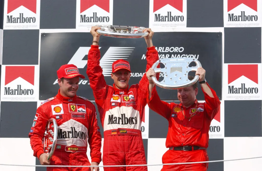 Michael Schumacher, Rubens Barrichello, Jean Todt, Ferrari, Magyar Nagydíj, 2001