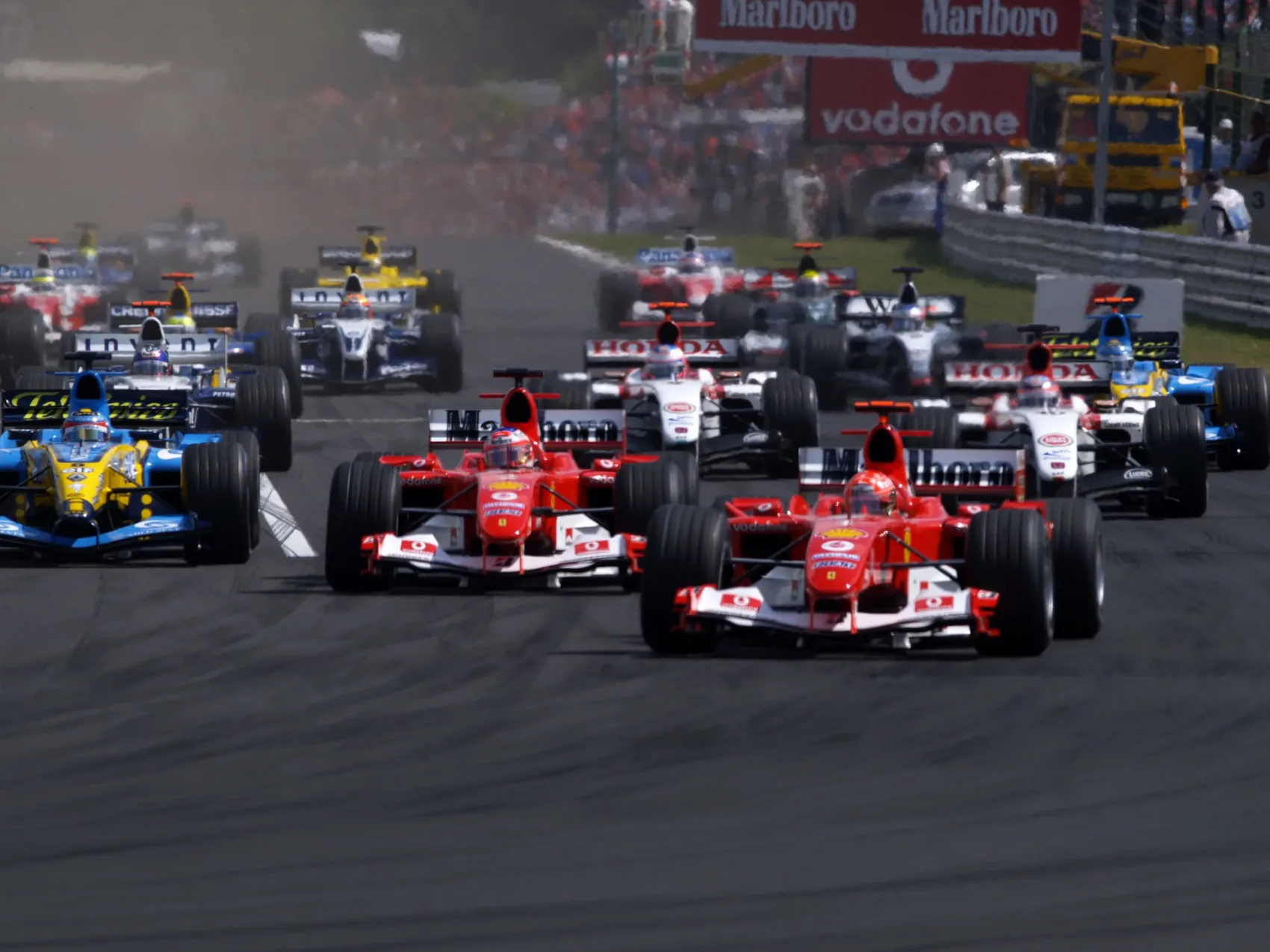 Magyar Nagydíj, 2004, rajt, Michael Schumacher, Rubens Barrichello, Ferrari