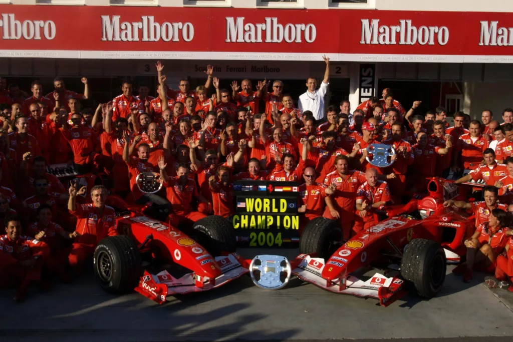 Magyar Nagydíj, 2004, Ferrari, ünneplés, F2004, Michael Schumacher, Rubens Barrichello
