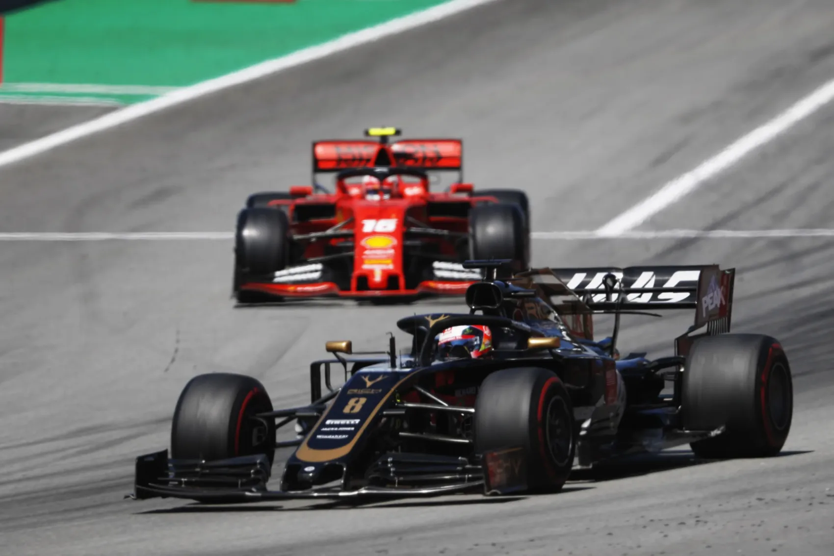 Romain Grosjean, Haas, Charles Leclerc, Ferrari, Spanyol Nagydíj, 2019