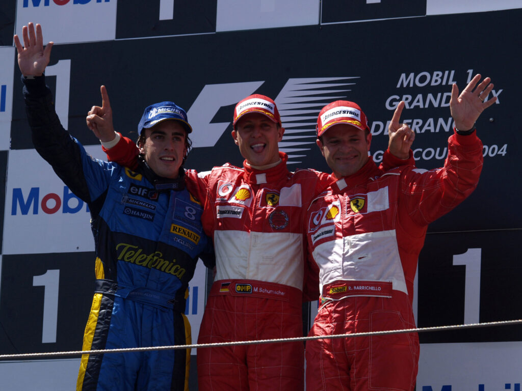 Michael Schumacher, Fernando Alonso, Rubens Barrichello, 2004, Francia Nagydíj