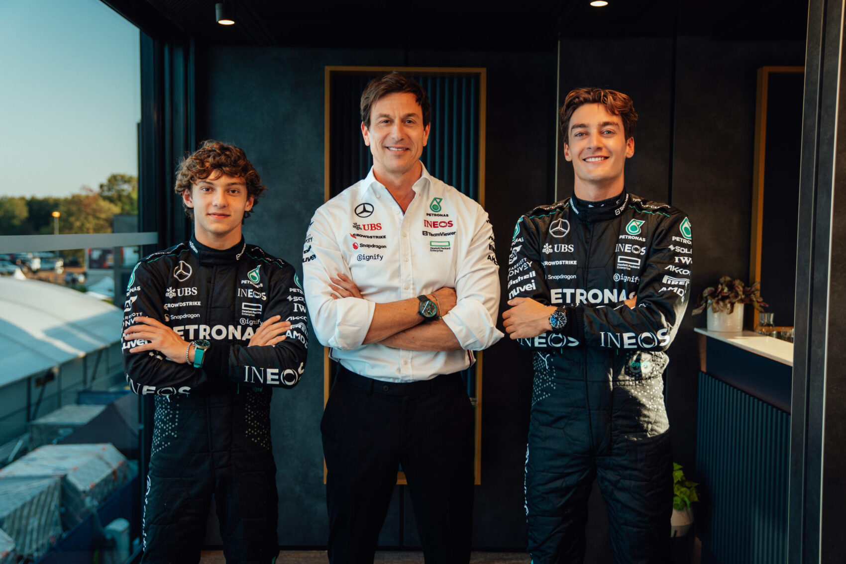 Forma-1, Andrea Kimi Antonelli, Toto Wolff, George Russell 2024