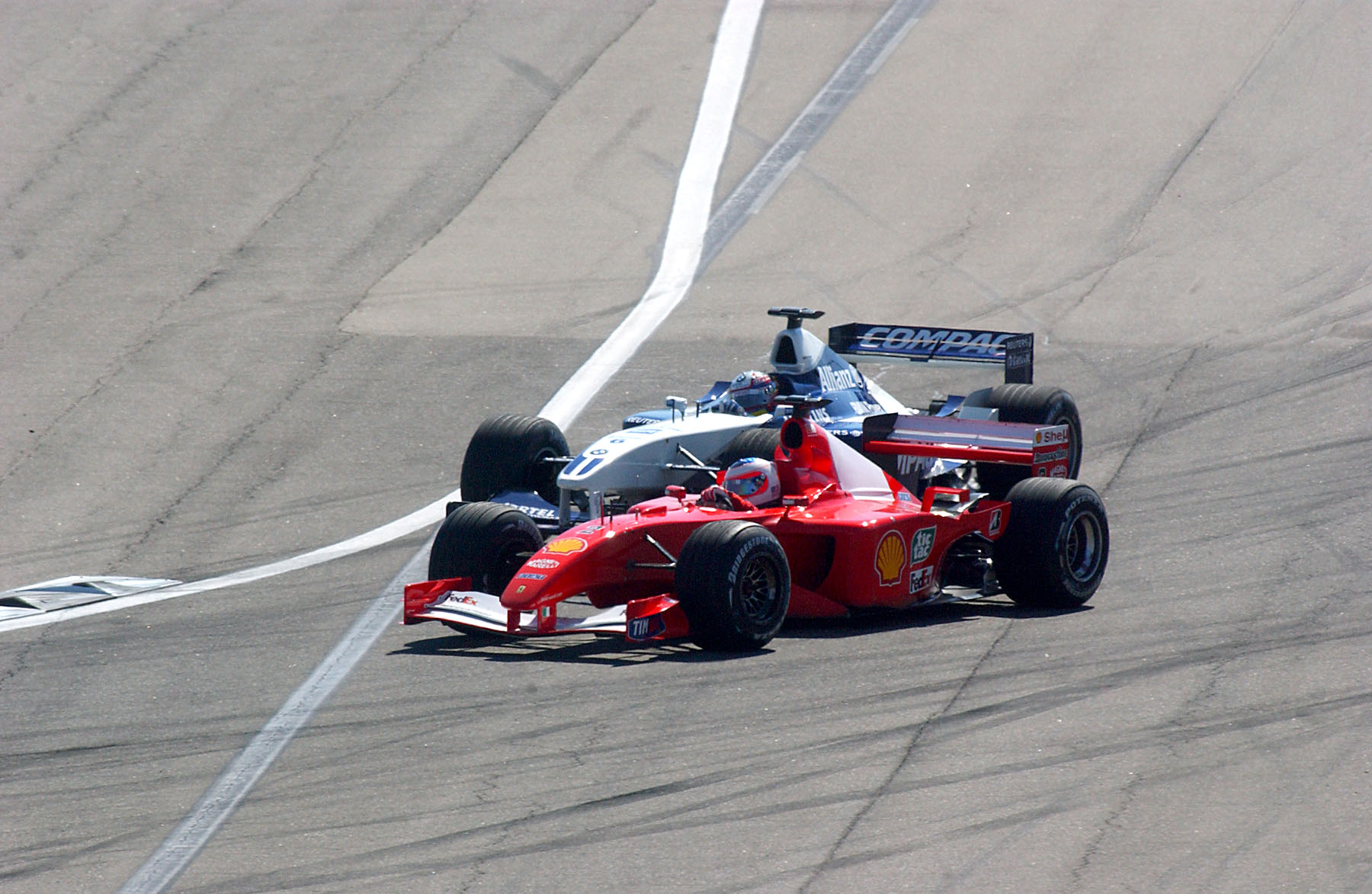 Rubens Barrichello, Ferrari, Juan Pablo Montoya, Williams, USA Nagydíj, 2001