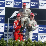 Mika Häkkinen, Michael Schumacher, David Couthard, USA Nagydíj, 2001