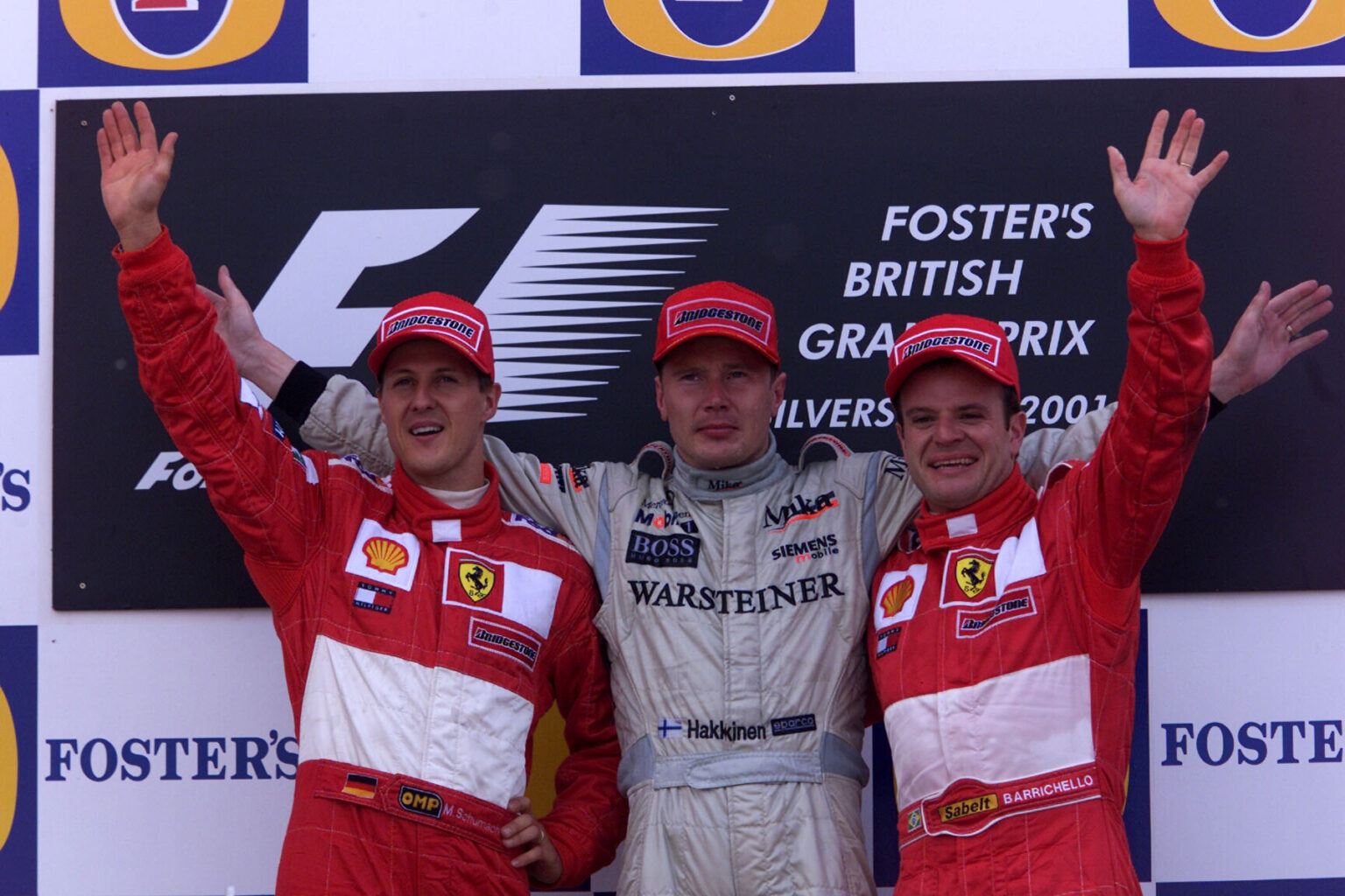 Michael Schumacher, Ferrari, Mika Häkkinen, McLaren, 2001, Brit Nagydíj