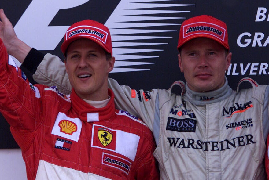 Michael Schumacher, Ferrari, Mika Häkkinen, McLaren, 2001, Brit Nagydíj