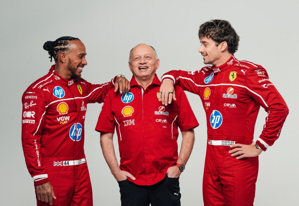 Lewis Hamilton, Frédéric Vasseur, Charles Leclerc, Ferrari