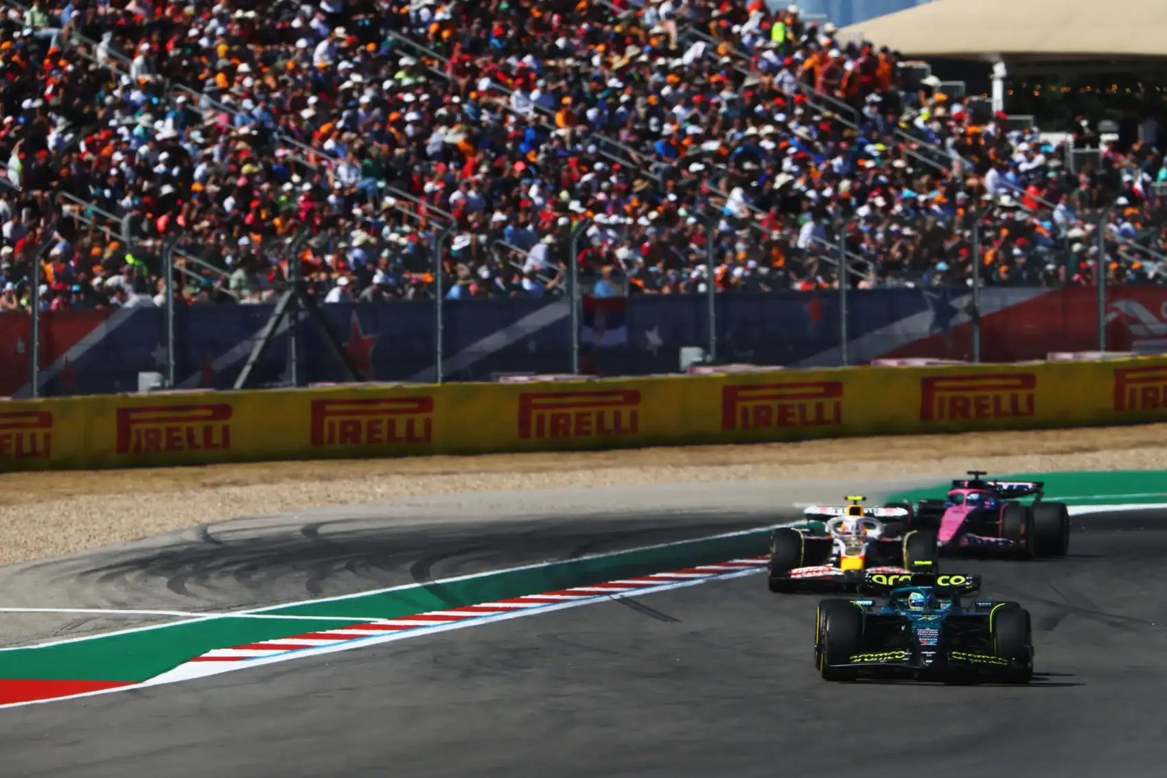 Forma-1, Fernando Alonso, Aston Martin, Liam Lawson, Racing Bulls, Franci Colapinto, Alpine, USA Nagydíj 2025, futam Forma-1, Fernando Alonso, Aston Martin, Liam Lawson, Racing Bulls, Franci Colapinto, Alpine, USA Nagydíj 2025, futam